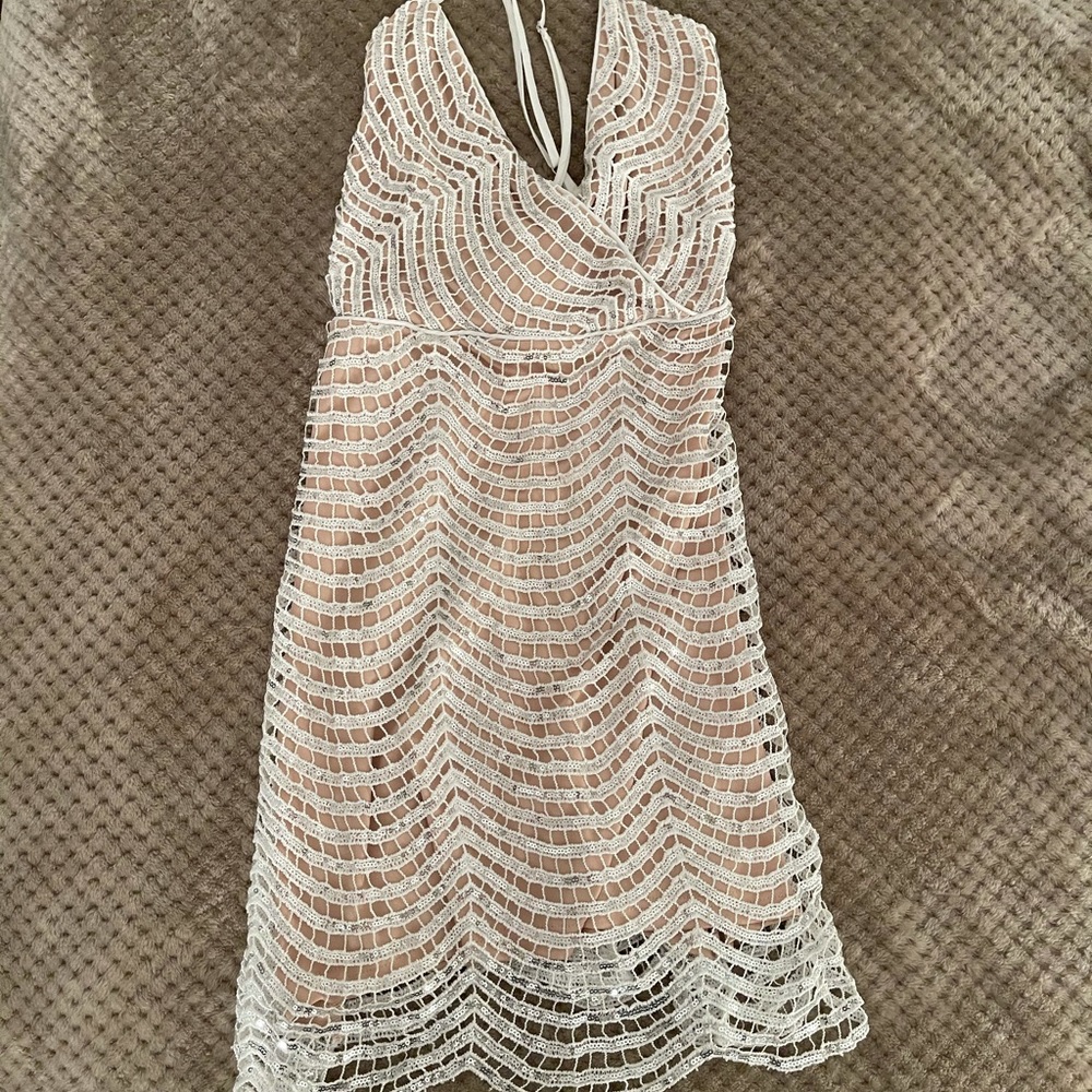 Shimmery Cream Colored Formal Dress